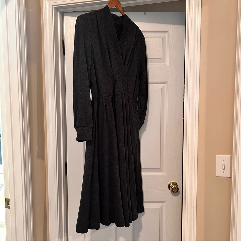 Vintage 80s California Designs By Dorothy Samuels Dark Gray Dress Sz 12-14